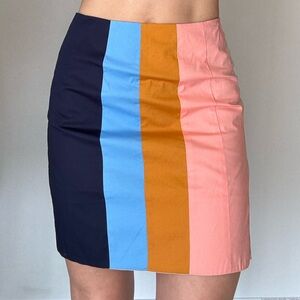 STAUD Multicolor Striped Midi Skirt